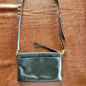 Fossil Black Leather crossbody shoulder bag purse